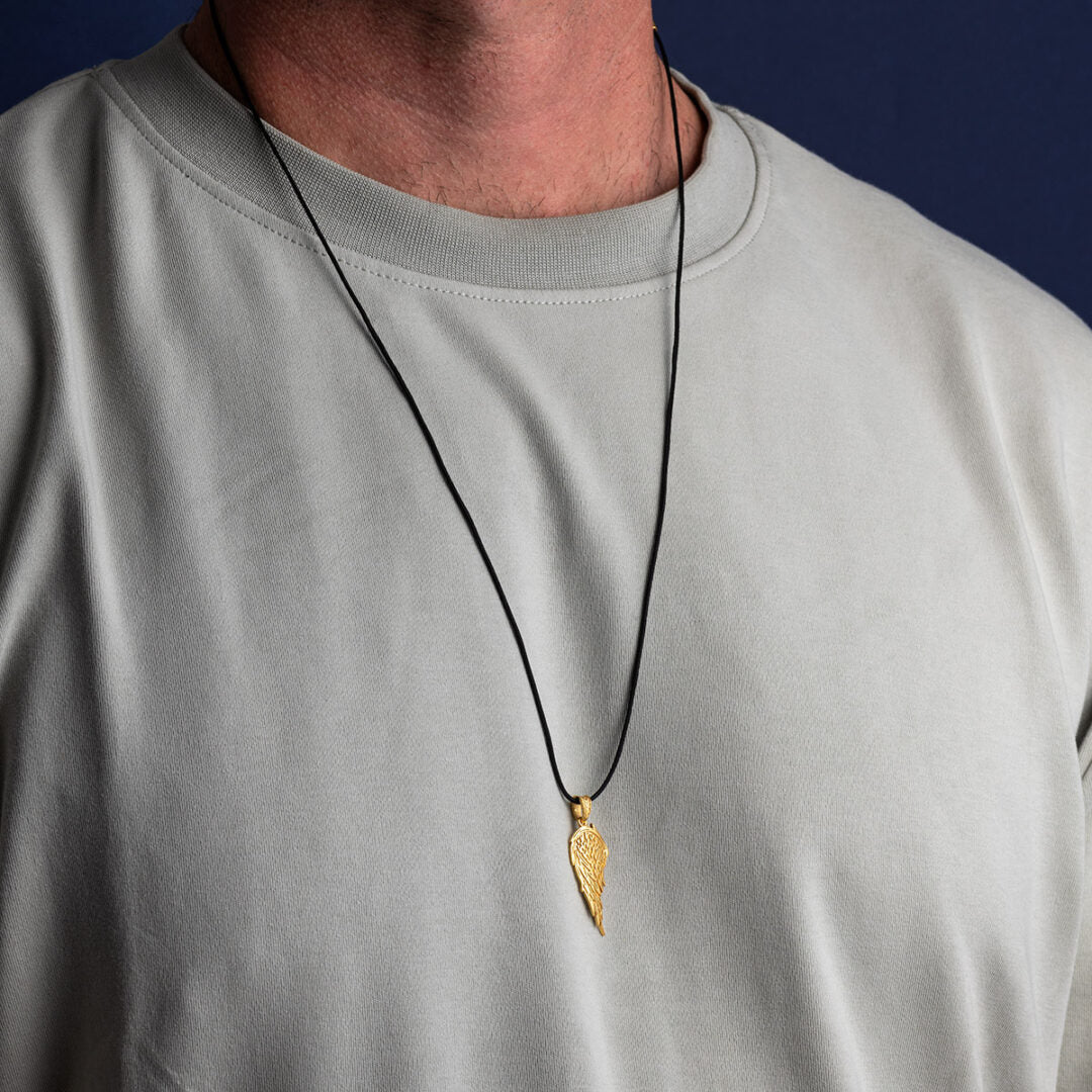 Feather Cord Necklace in 925 Sterling Silver Gold Plated