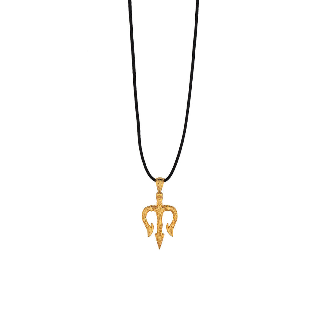 Poseidon's Trident Cord Necklace in 925 Sterling Silver