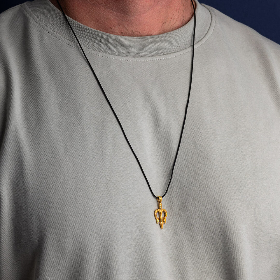 Poseidon's Trident Cord Necklace in 925 Sterling Silver