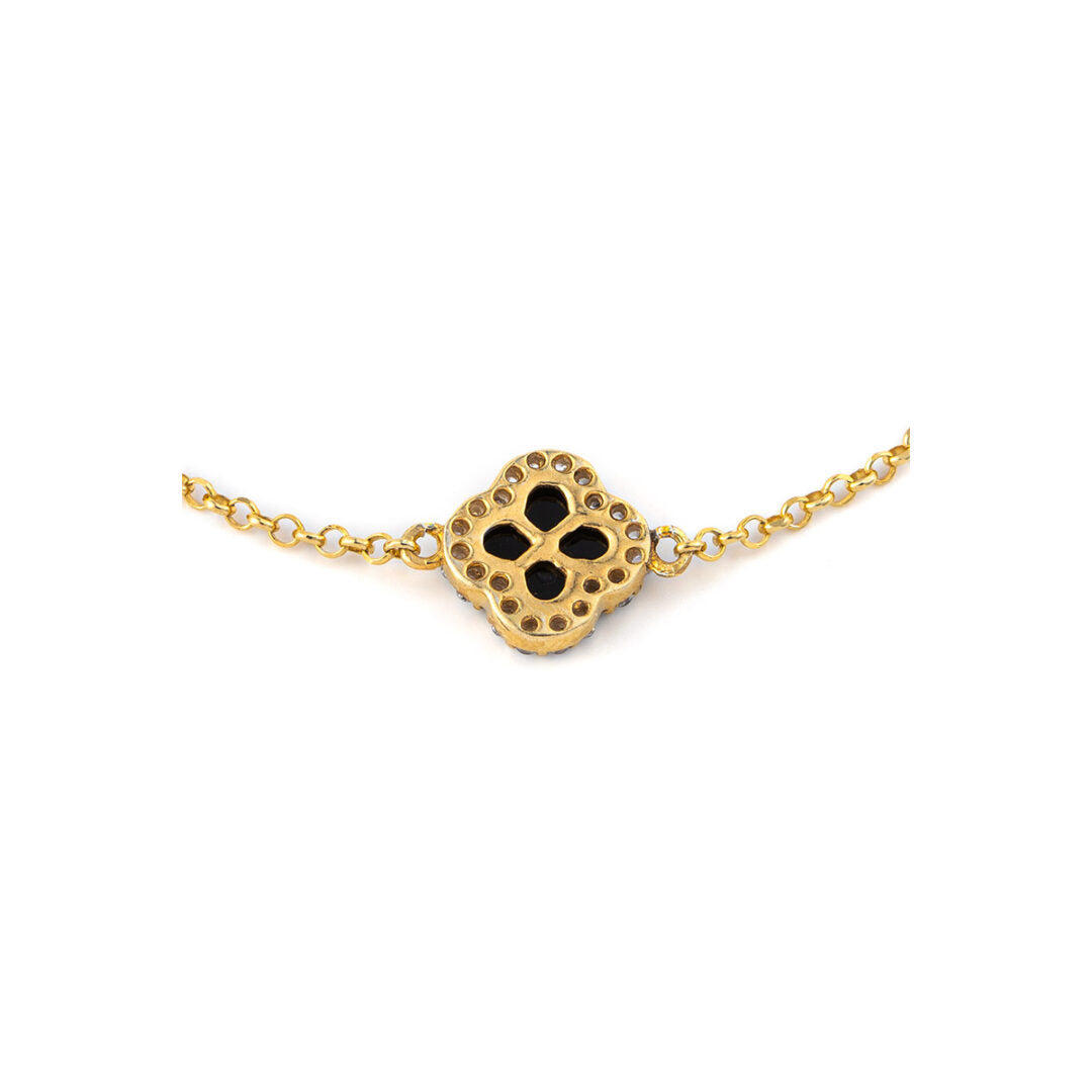 Sterling silver Gold Plated Black Onyx Cross bracelet with zircon