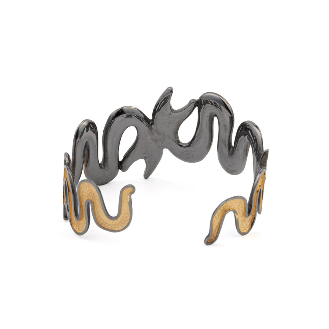 Snake Cuff Bracelet - Sterling Silver and Gold Plated