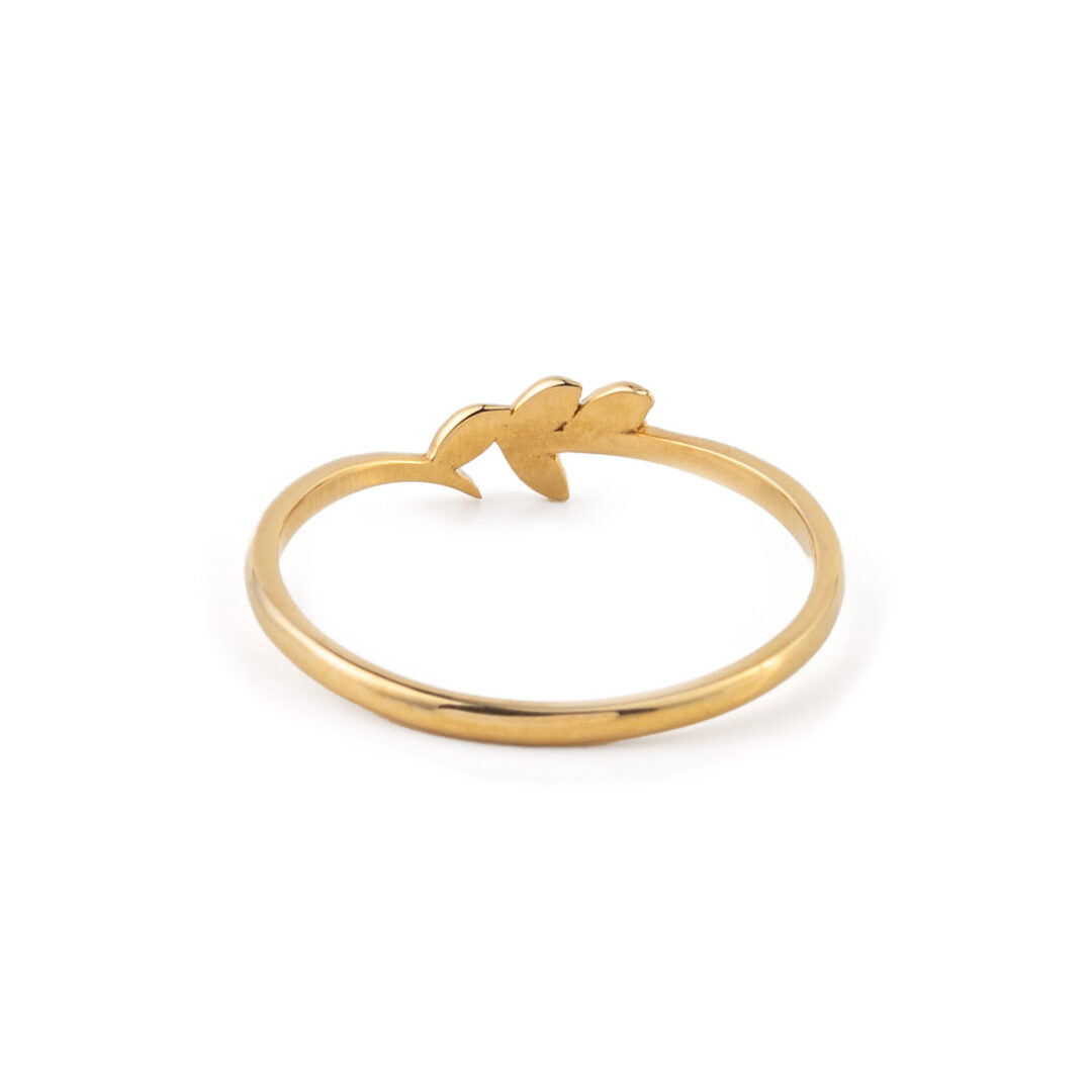 Olive Leaf Ring – 14K Solid Yellow Gold
