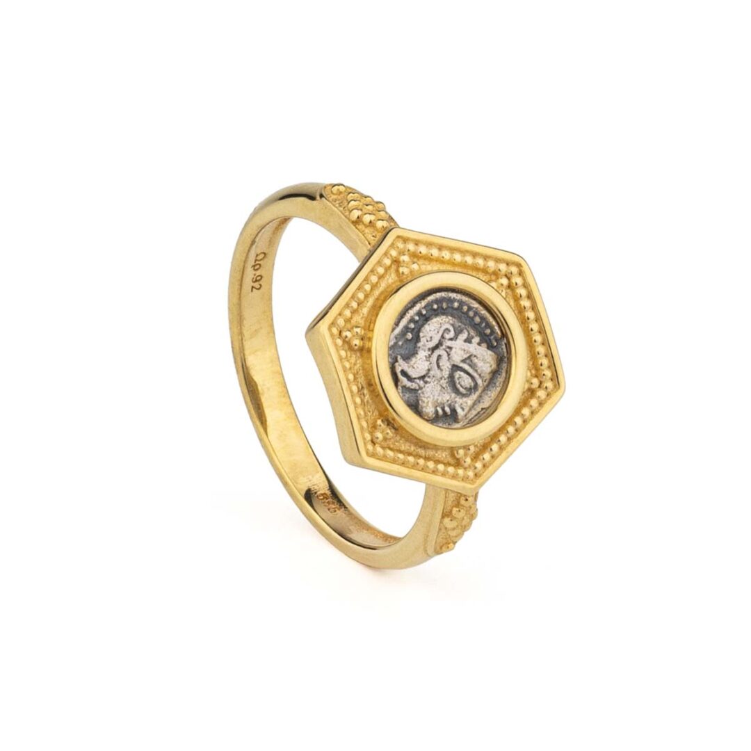 Goddess Athena Polygon Ring - 14k Gold and Sterling Silver
