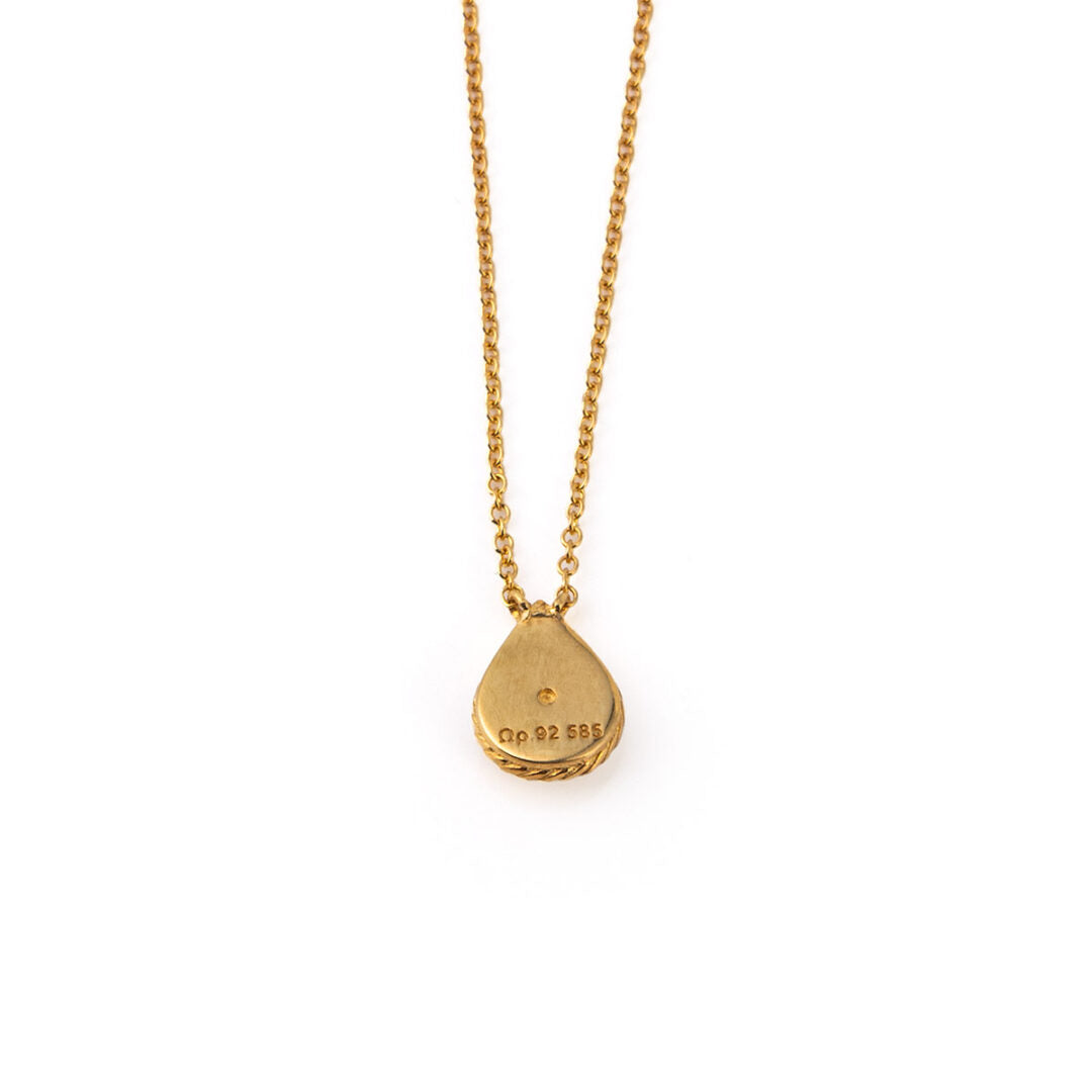 Teardrop Necklace with Zircon – 14K Solid Yellow Gold