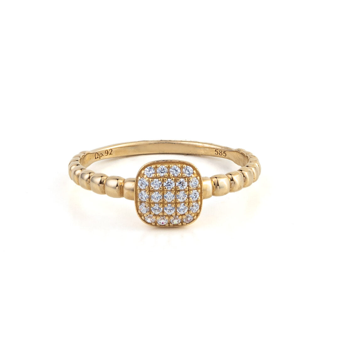 14K Yellow Gold Ring with Zircon