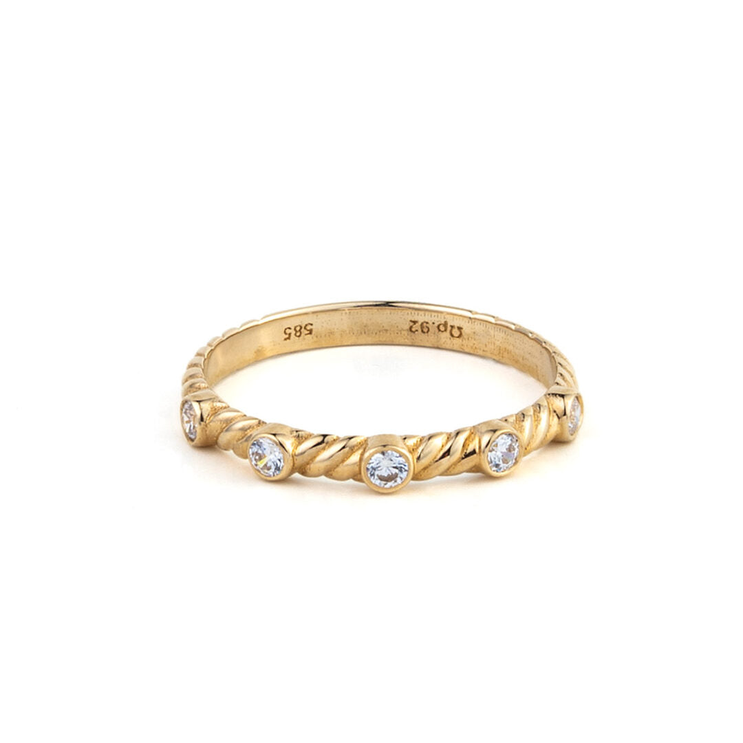 Cubic Zirconia Ring - 14K Yellow Gold