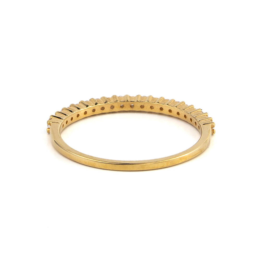 Wedding Ring with Cubic Zirconia - 14K Yellow Gold