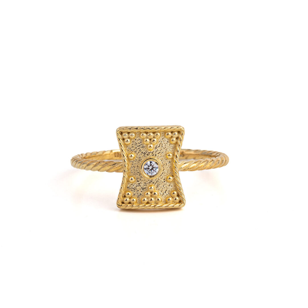 9K Gold Ring with Zircon