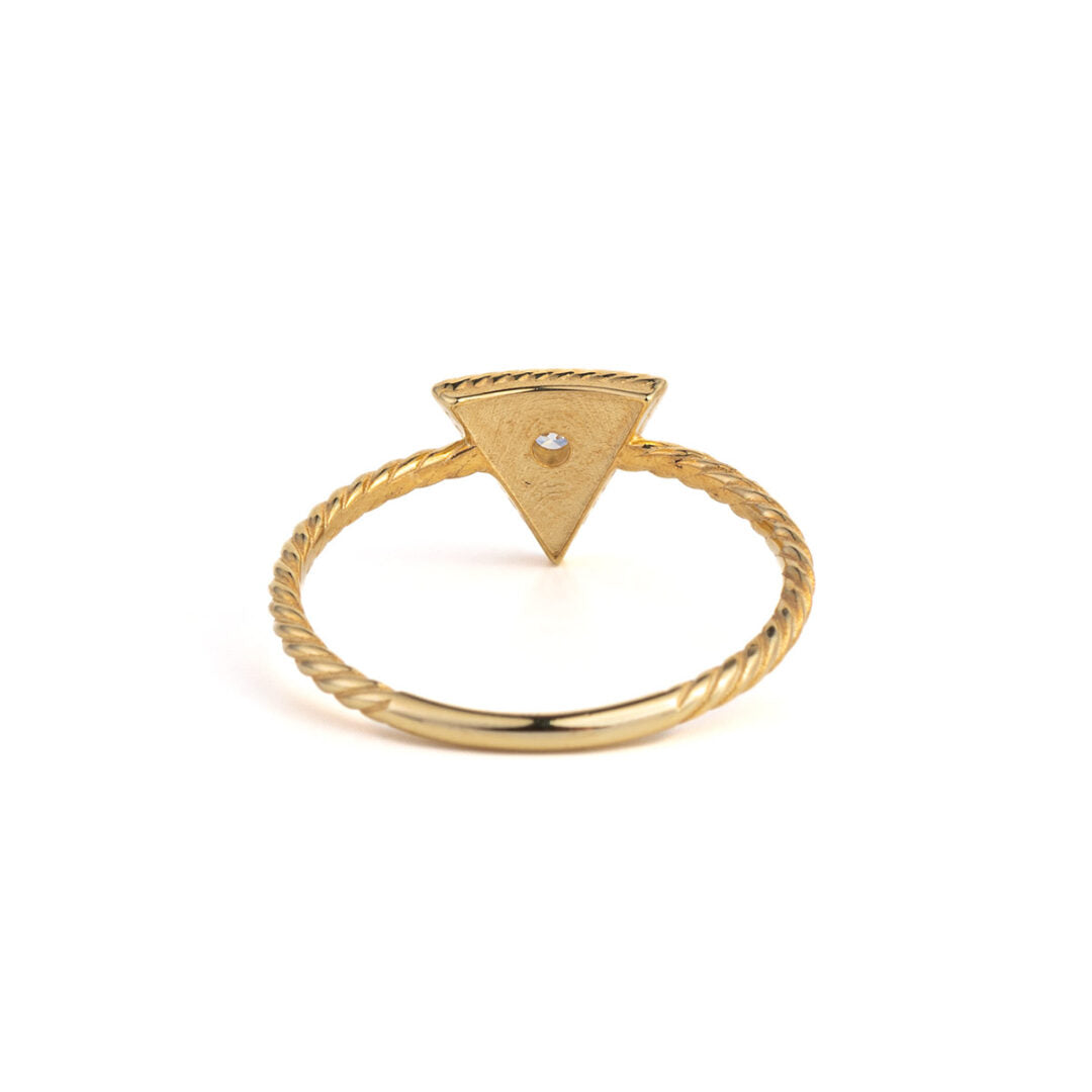 Triangle Zircon Ring - 9K Gold
