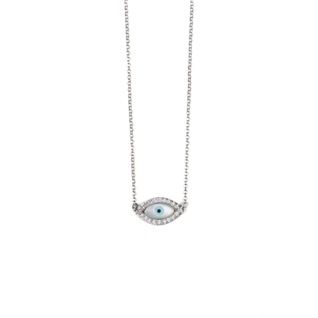 Zircon Evil Eye Necklace - Sterling Silver 925