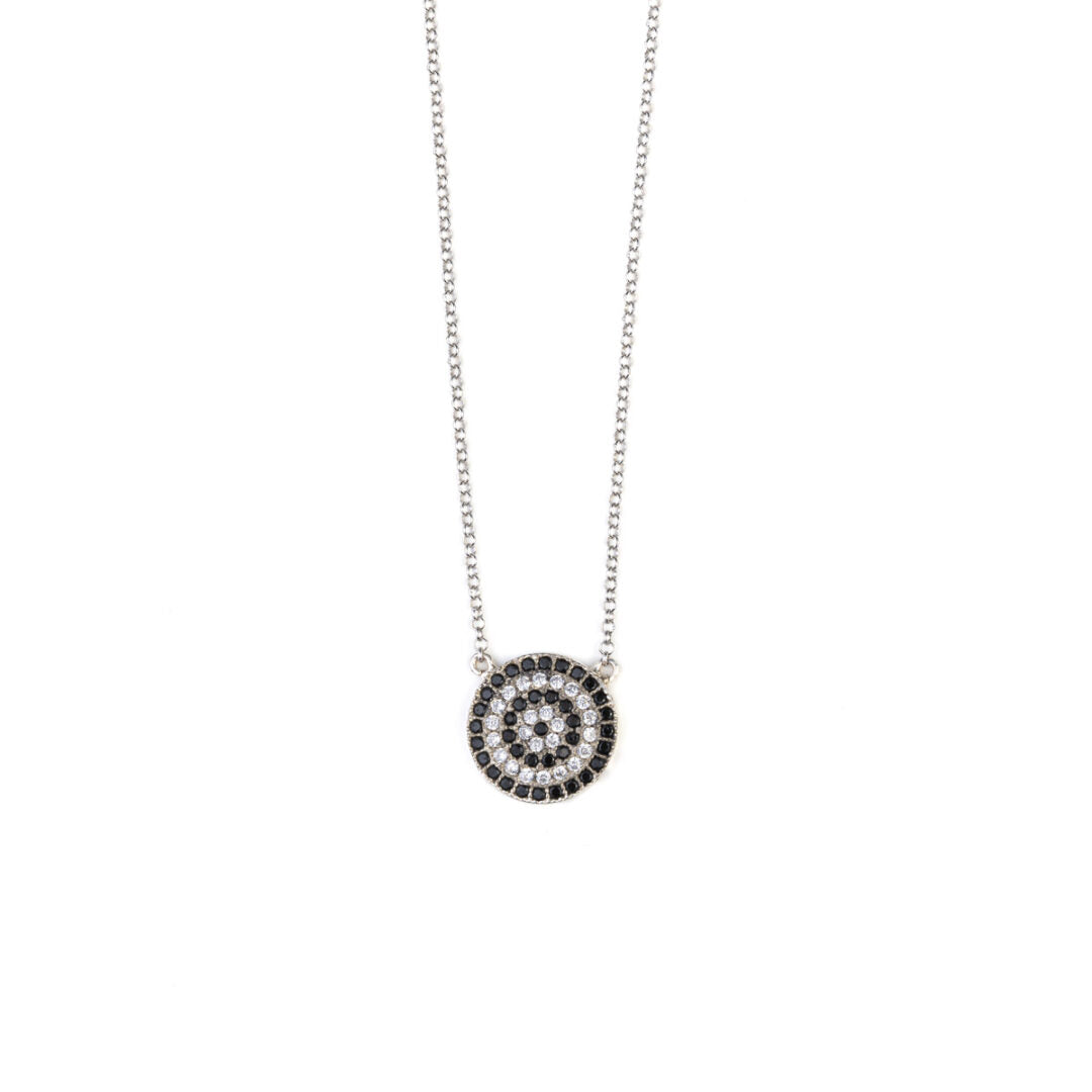 Round Evil Eye Necklace - Sterling Silver 925 and Zircon