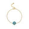 Greek Key Bracelet with Ocean Blue Details in Stainless Steel — Gold