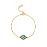 Meandros Bracelet with Ocean Blue Details in Stainless Steel — Gold