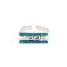 Greek Key Meander Ring with Ocean Blue Details in Stainless Steel — Silver