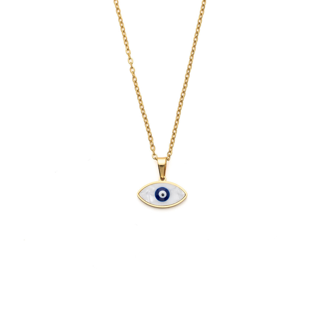 Evil Eye Protective Necklace in Stainless Steel