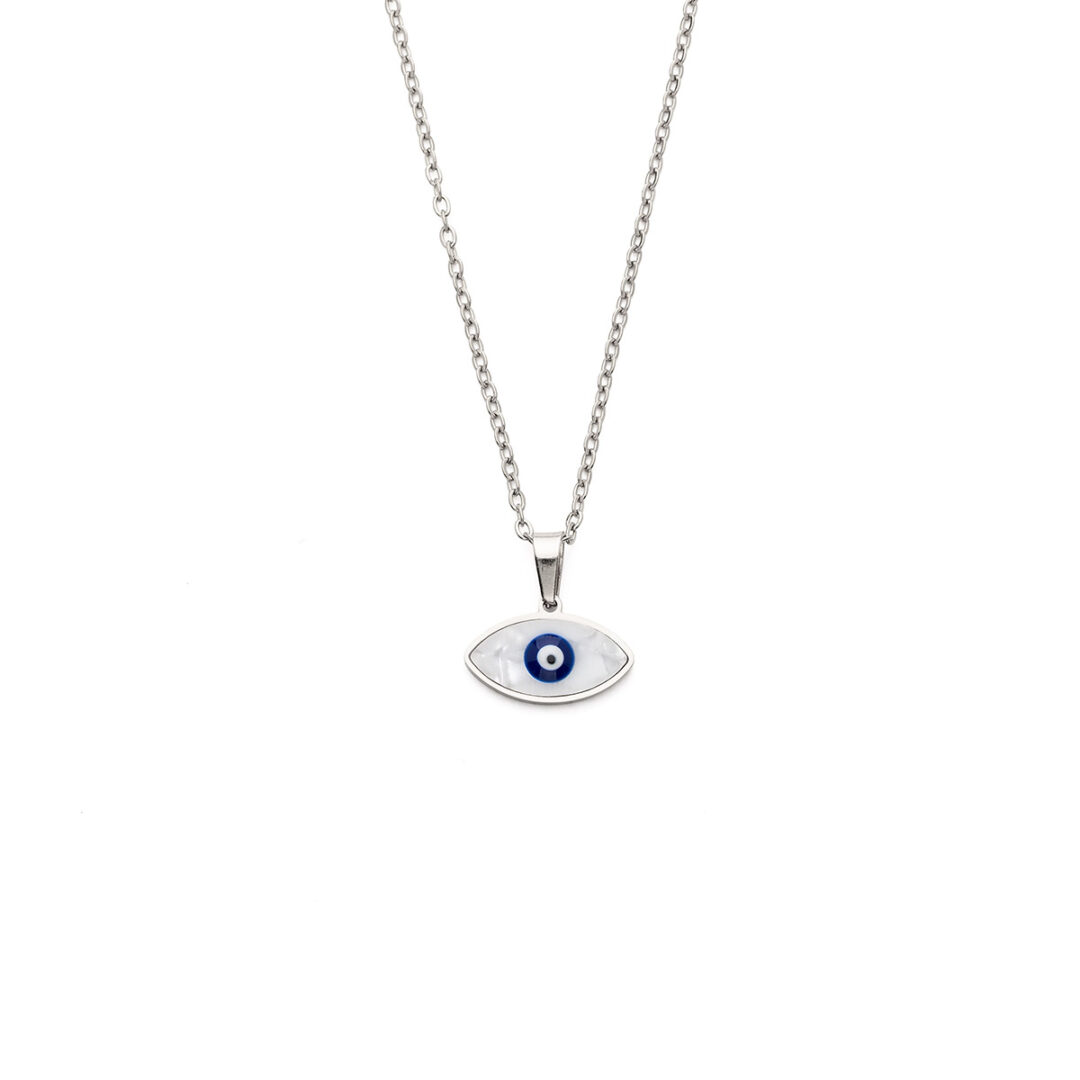 Evil Eye Protective Necklace in Stainless Steel