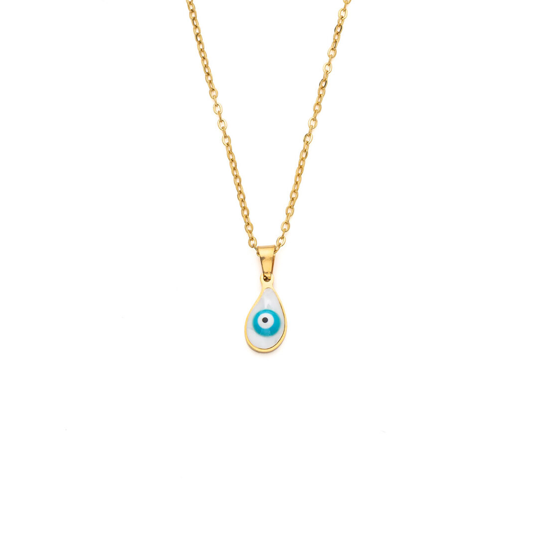 Evil Eye Lucky Charm Necklace in Stainless Steel