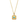 Square Evil Eye Lucky Necklace in Stainless Steel — Gold & Ciel