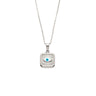 Square Evil Eye Lucky Necklace in Stainless Steel — Silver & White