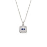 Square Evil Eye Lucky Necklace in Stainless Steel — Silver & Blue