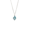 Greek Key Necklace with Ocean Blue Details in Stainless Steel — Silver