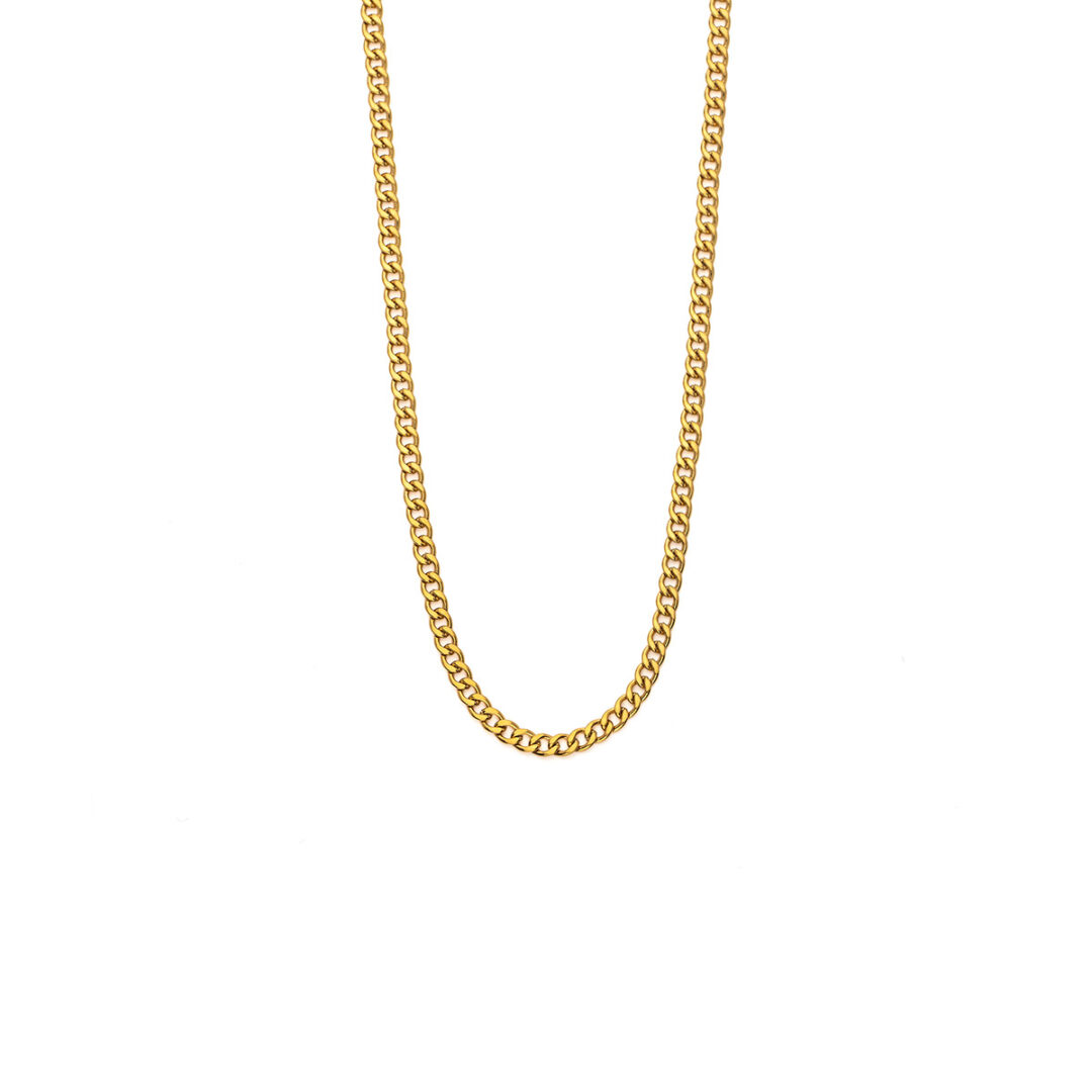 Thin Curb Chain in Stainless Steel and Gold Plated