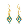 Meander Earrings with Ocean Blue Details in Stainless Steel — Gold
