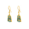 Meander Dangle Earrings with Ocean Blue Details in Stainless Steel — Gold