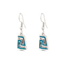 Meander Dangle Earrings with Ocean Blue Details in Stainless Steel — Silver