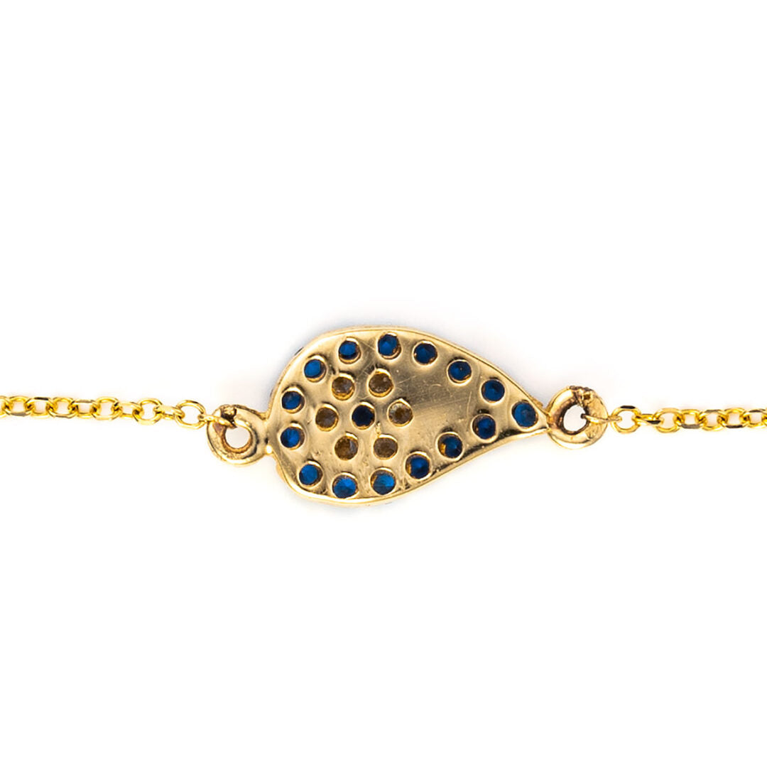 Evil Eye Tear Drop Bracelet - 14K Yellow Gold