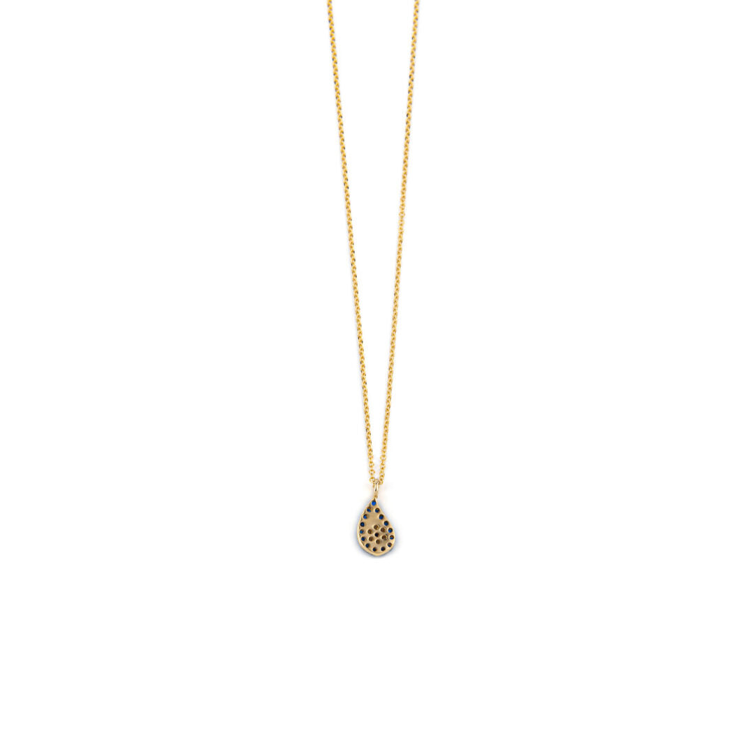 14K Gold Tear drop Evil Eye Necklace with Zircon