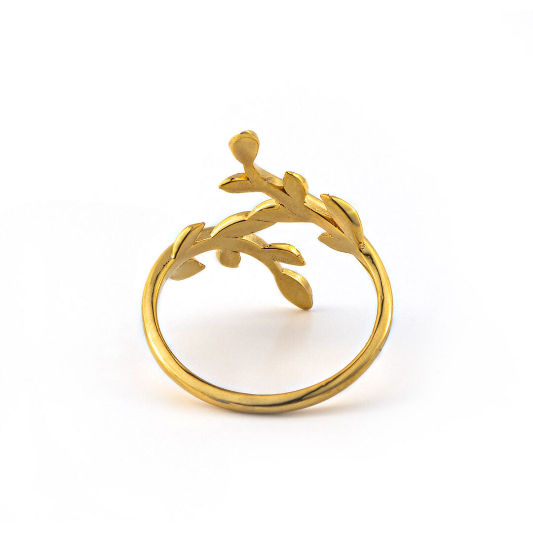 Olive Branch Ring - 14K Solid Yellow Gold