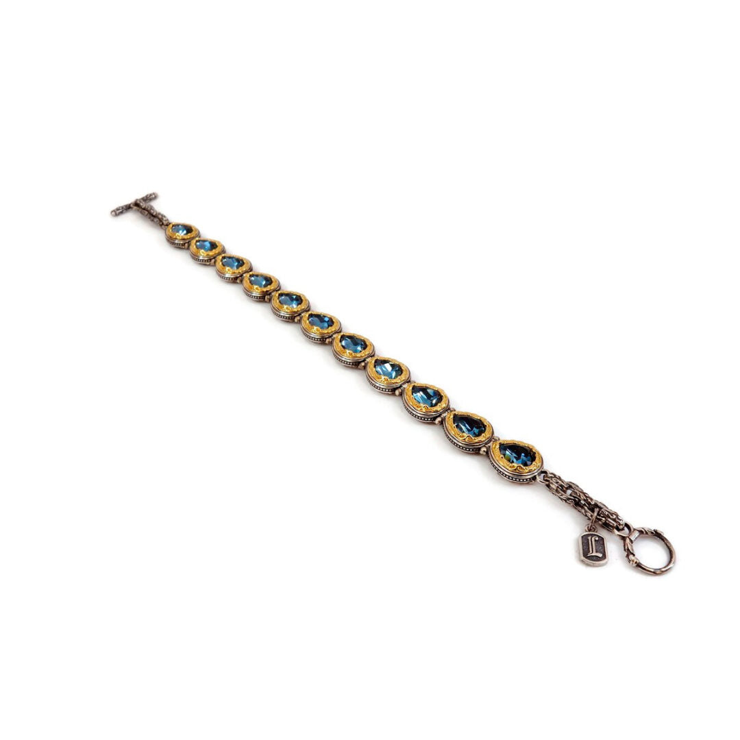 Byzantine Bracelet with London Blue Topaz Crystal