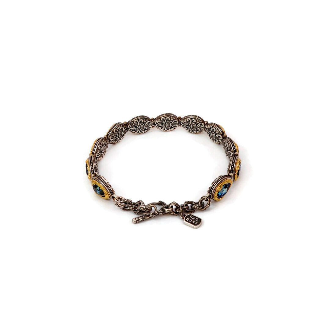 Byzantine Bracelet with London Blue Topaz Crystal