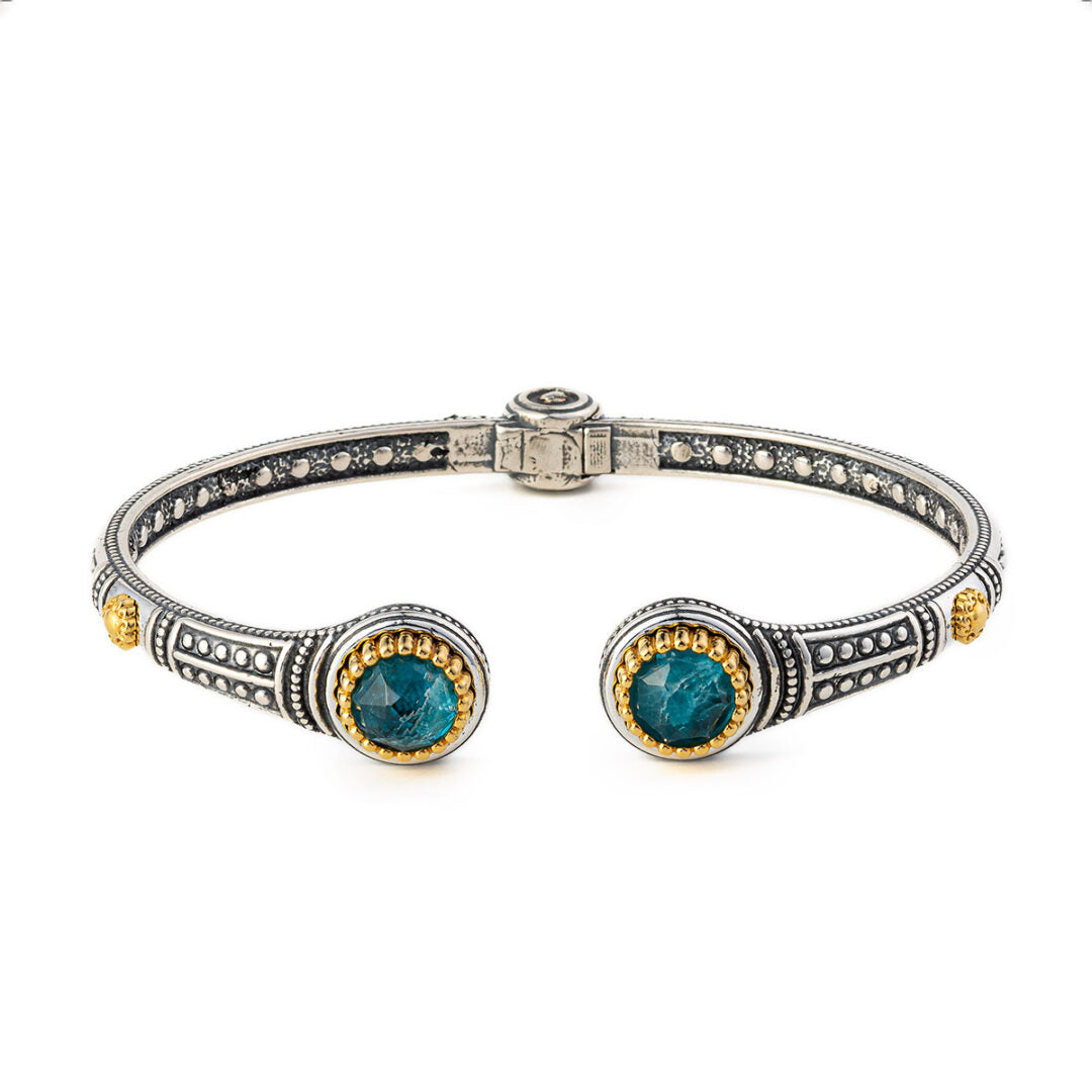 Byzantine Cuff Bracelet with Doublet Apatite Gemstone