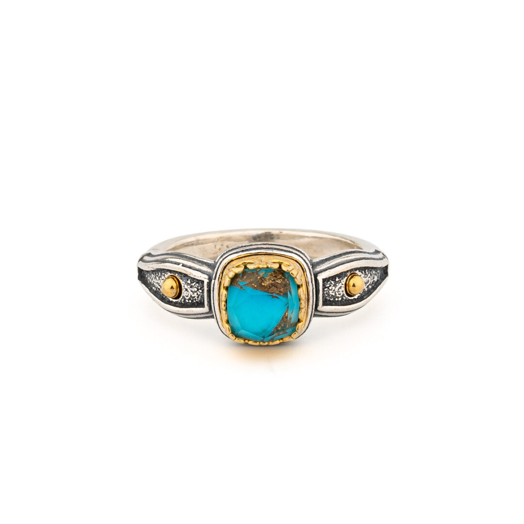 Doublet Ruby or Turquoise Byzantine Ring – Sterling Silver 925