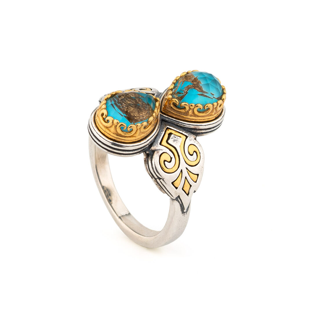 Doublet Turquoise Copper Byzantine Ring – Sterling Silver 925