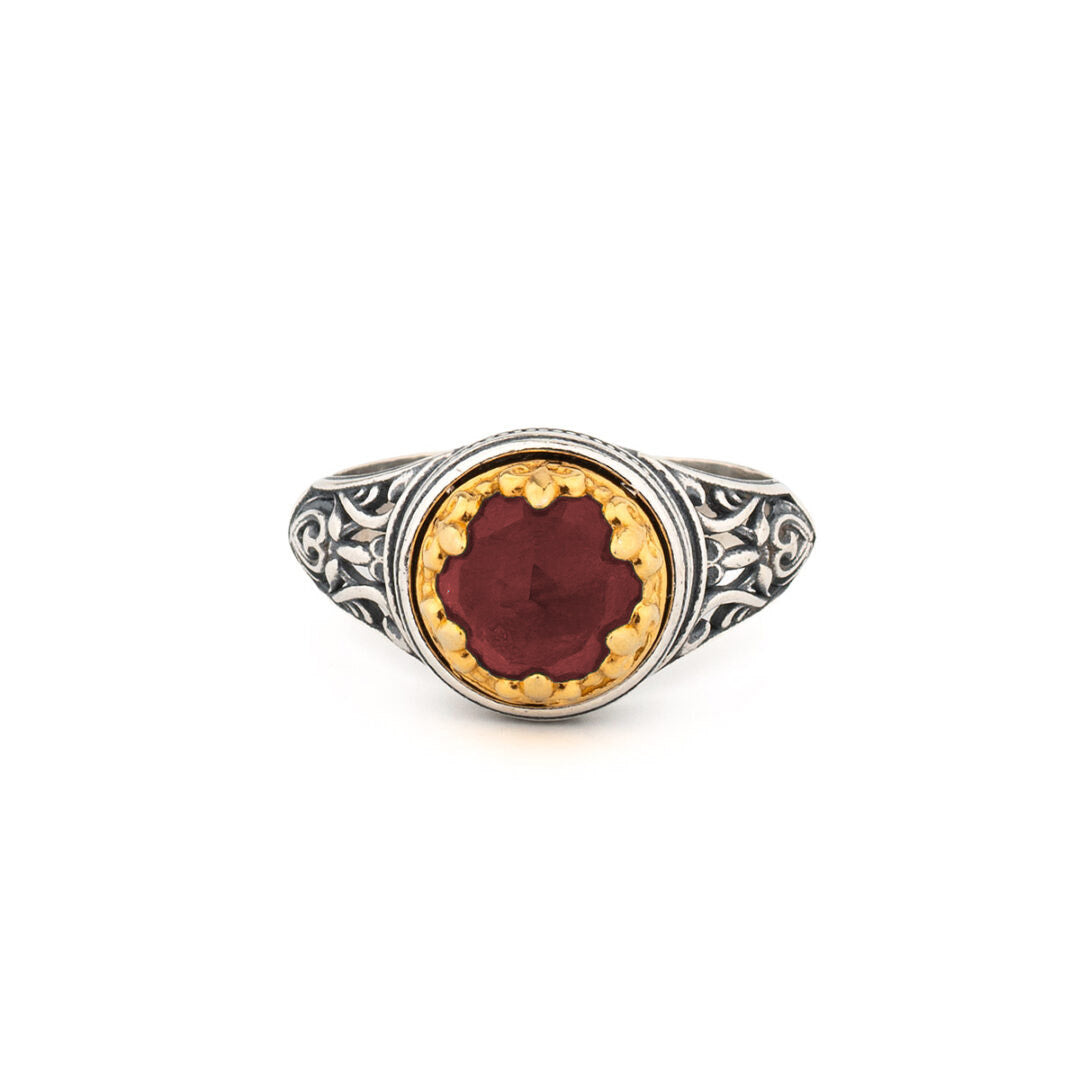 925 Sterling Silver Byzantine Ring with Doublet Apatite