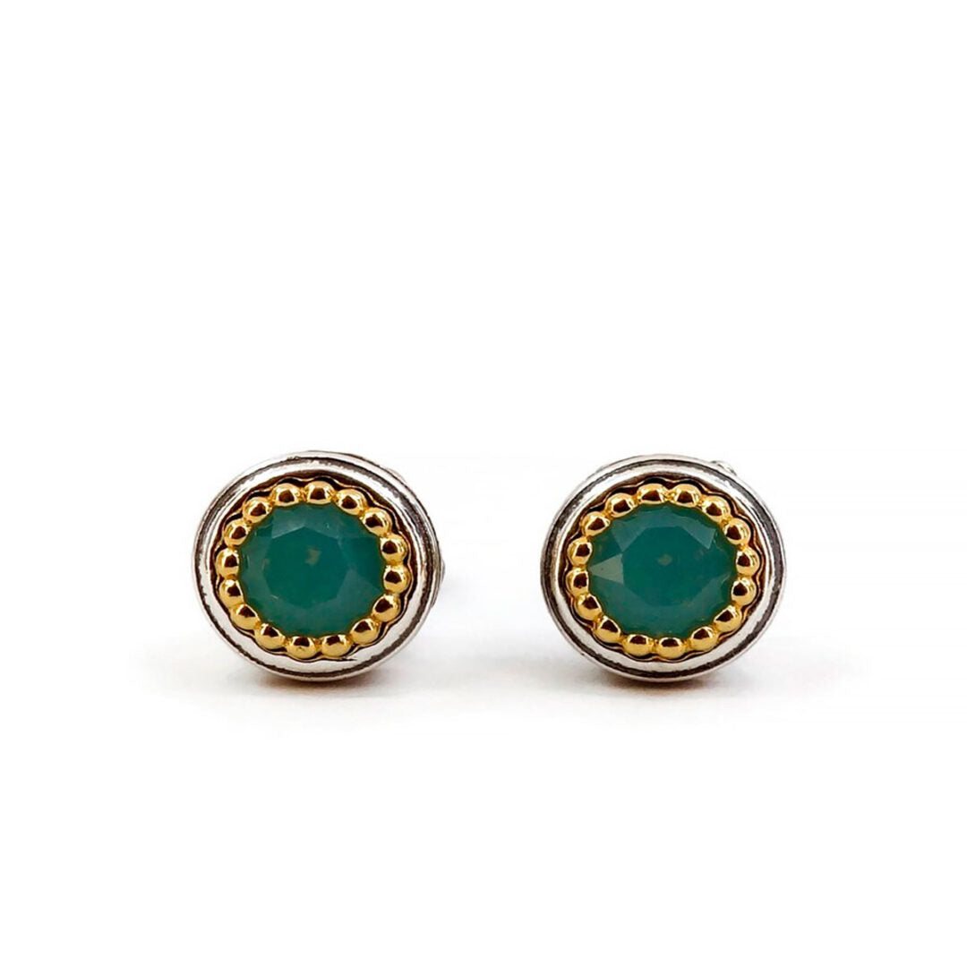 Byzantine Stud Earrings with Pacific Opal Crystal Stone