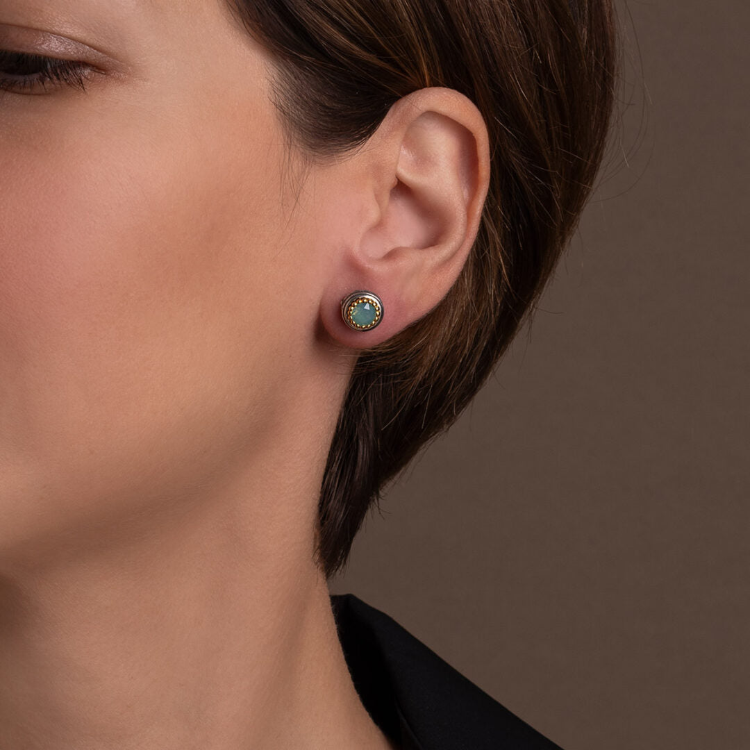 Byzantine Stud Earrings with Pacific Opal Crystal Stone
