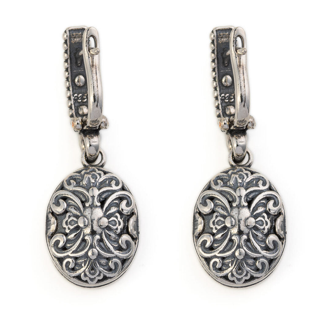 Byzantine Earrings with Crystal Stone - 925 Sterling Silver
