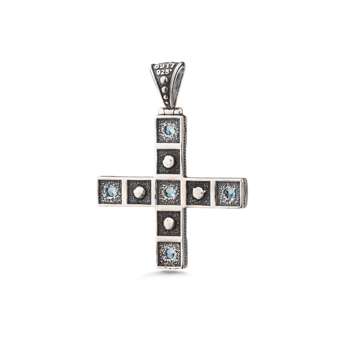 Crystal Cross Pendant in 925 Sterling Silver and Gold Plated