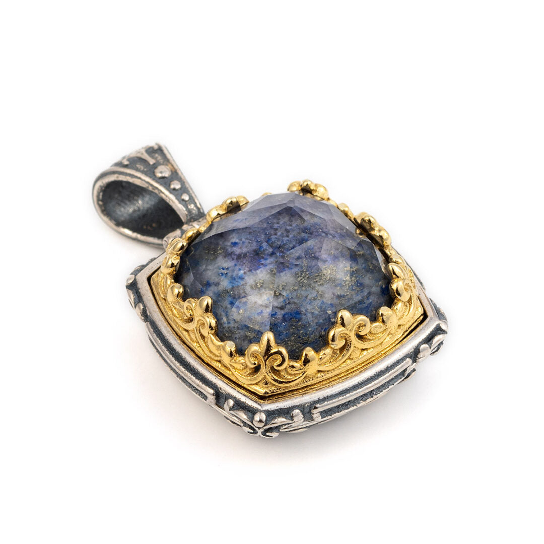 Lapis Lazuli Pendant in Sterling Silver and Gold Plated