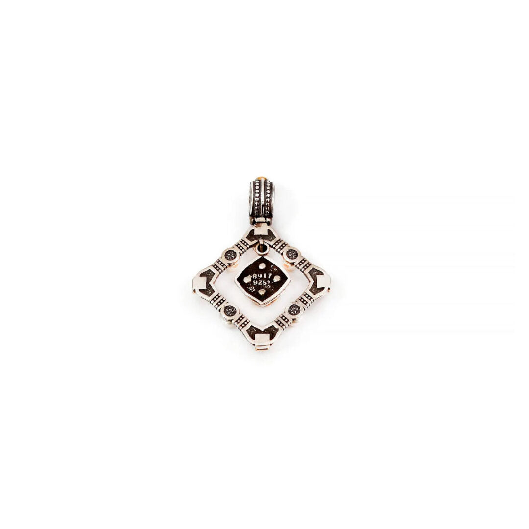 Byzantine Pendant with Natural London Blue topaz Gemstone and Pearl