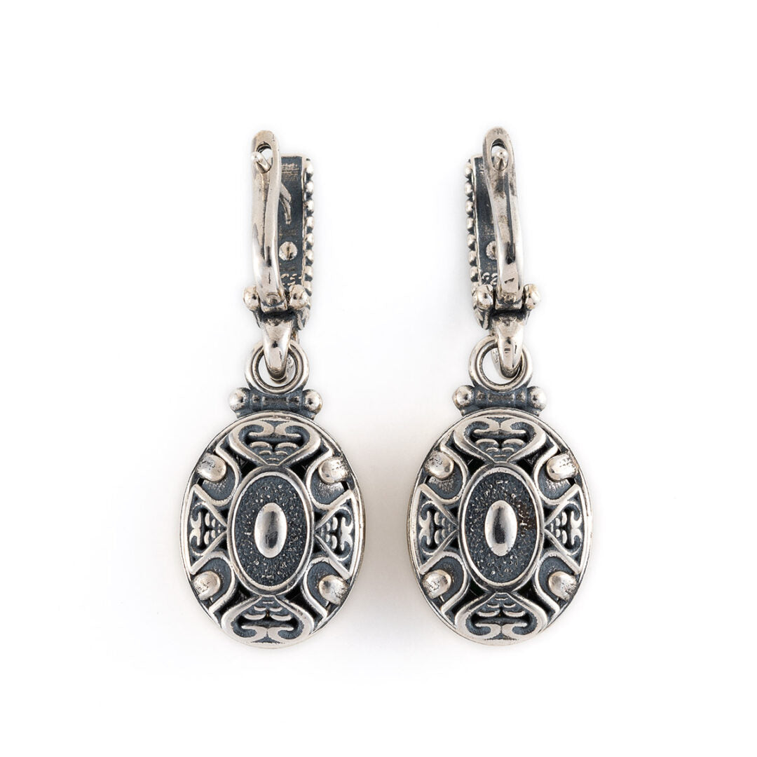 Byzantine Green Copper Doublet Dangle Earrings