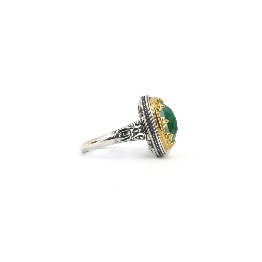 Byzantine Ring with Green Turquoise Doublet Stone