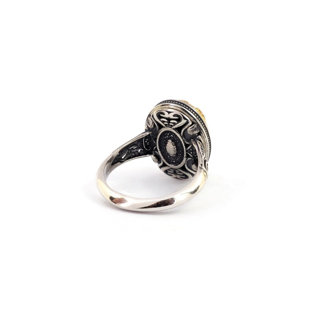 Byzantine Ring with Green Turquoise Doublet Stone