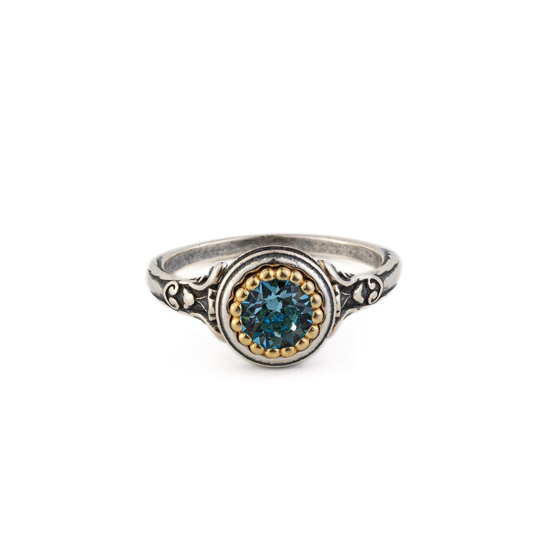 Byzantine Ring Aquamarine Crystal Stone