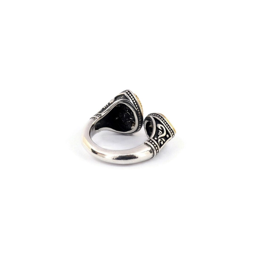 Byzantine Ring Green Turquoise Doublet Stone - 925 Sterling Silver