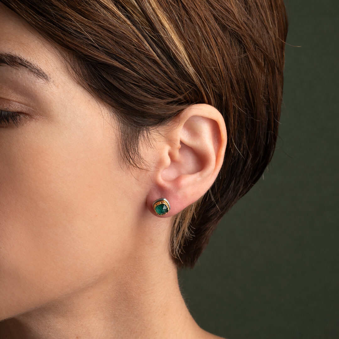 Byzantine Stud Earrings with Doublet Gemstone